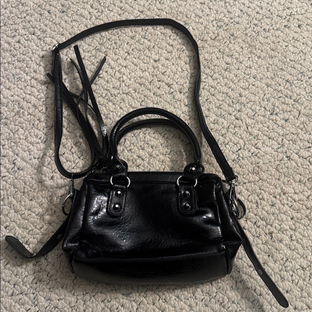 Mini Moto Patent Leather Handbag - Picture 3 of 6